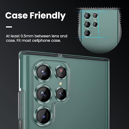 Miniatura 22 de Tensea Protector de lente de cámara Samsung Galaxy S22 Ultra, protector de pantalla de vidrio templado 9H, anillo individual de metal, S22 Ultra 5G
