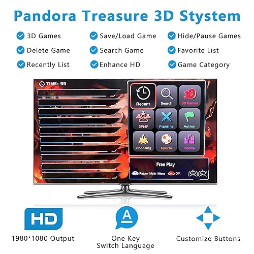 Miniatura 2 de FVBADE 28000 en 1 50S Pandora Box Arcade Game Console Mini Arcade Stick Retro Game Consola, Plug and Play, Controladores inalámbricos duales 2.4G