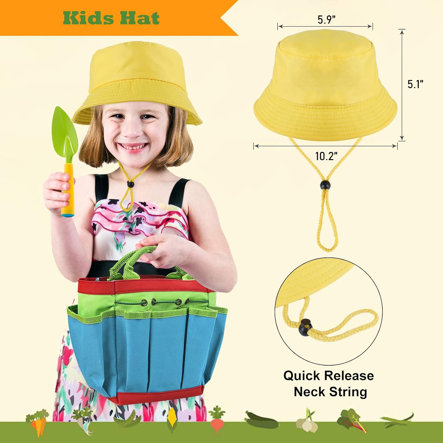 INNOCHEER Kids Gardening Tools, 9 Piece Garden Tool Set for Kids with Gardening Guide Book, Watering Can, Gloves, Shovel, Rake, Trowel, Kids Smock and Hat, All in One Gardening Tote : Toys & Games