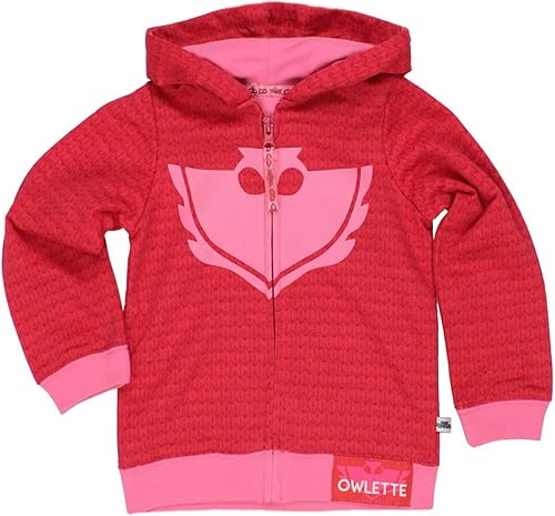 Miniatura 2 de PJ Masks Girls' Owlette Zip Up Fleece Hoodie with Mesh Mask and Detachable Cape