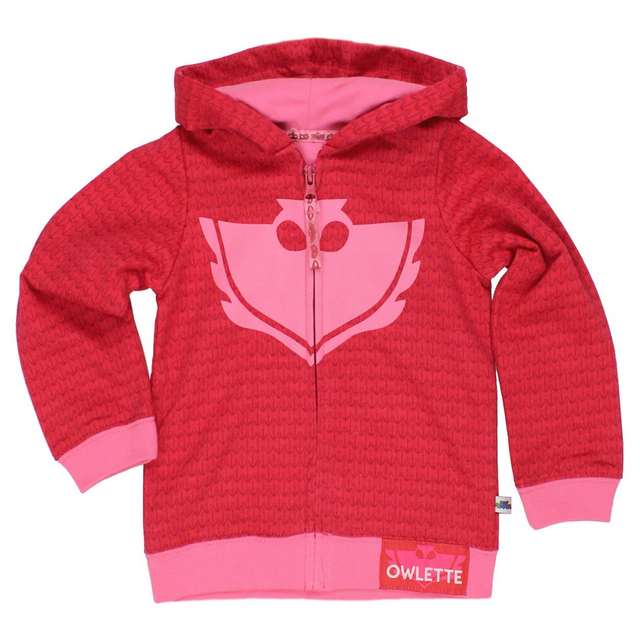 PJ Masks Girls' Toddler Owlette Fleece Zip-Up Hoodie with Mesh Mask & Detachable Cape – Superhero Costume Sweatshirt (Pink, 3T)