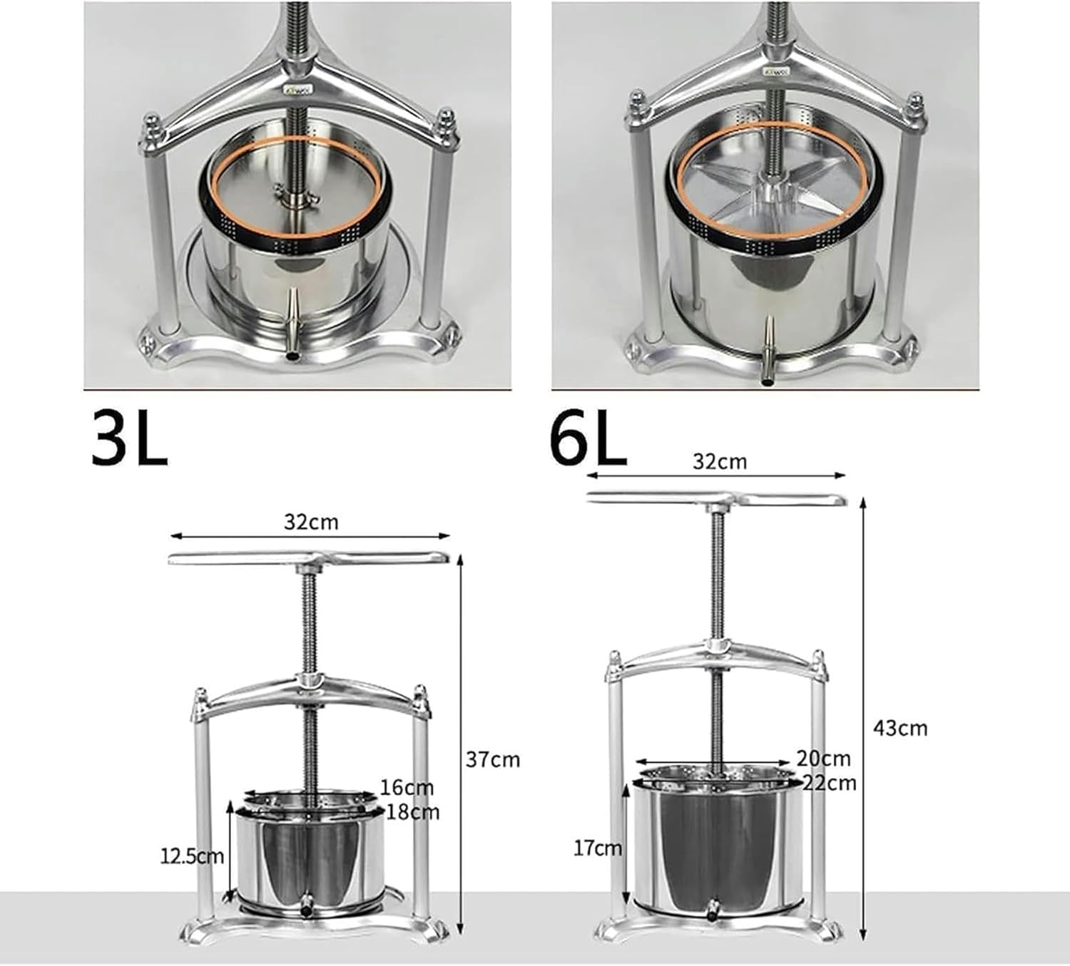 UVA Press, Manual Wine Mill, Fruit Wine Press with Triangular Structure and ARA in T to Make Wine, Honey, Juice (3l)//