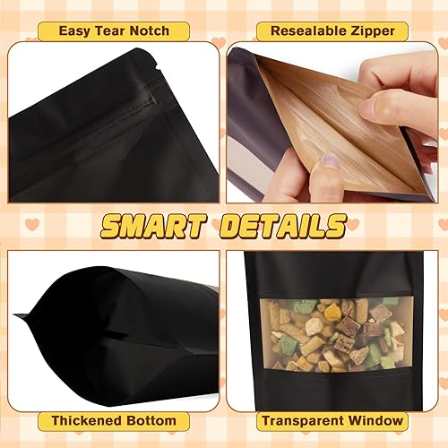 Miniatura 6 de 50 bolsas a prueba de olores, bolsas reutilizables para aperitivos con ventana transparente esmerilada, bolsas resellables de varios tamaños, bolsa