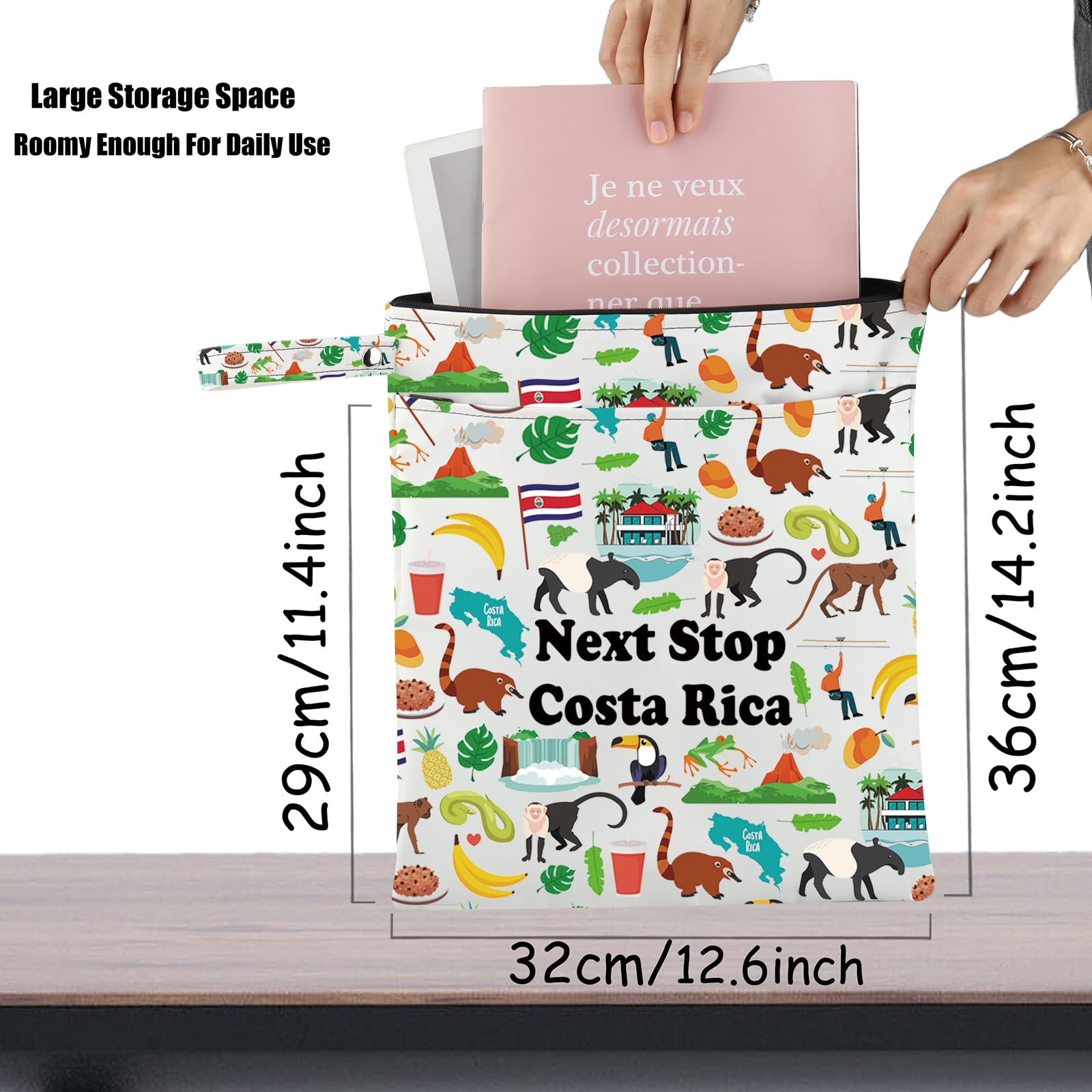 JXGZSO Costa Rica Lover Gift Next Stop Costa Rica Wristlet Grocery Bag Costa Rica Trip Clutch Bag North America Travel Gift (Next Stop Costa Rica Grocery Bag)