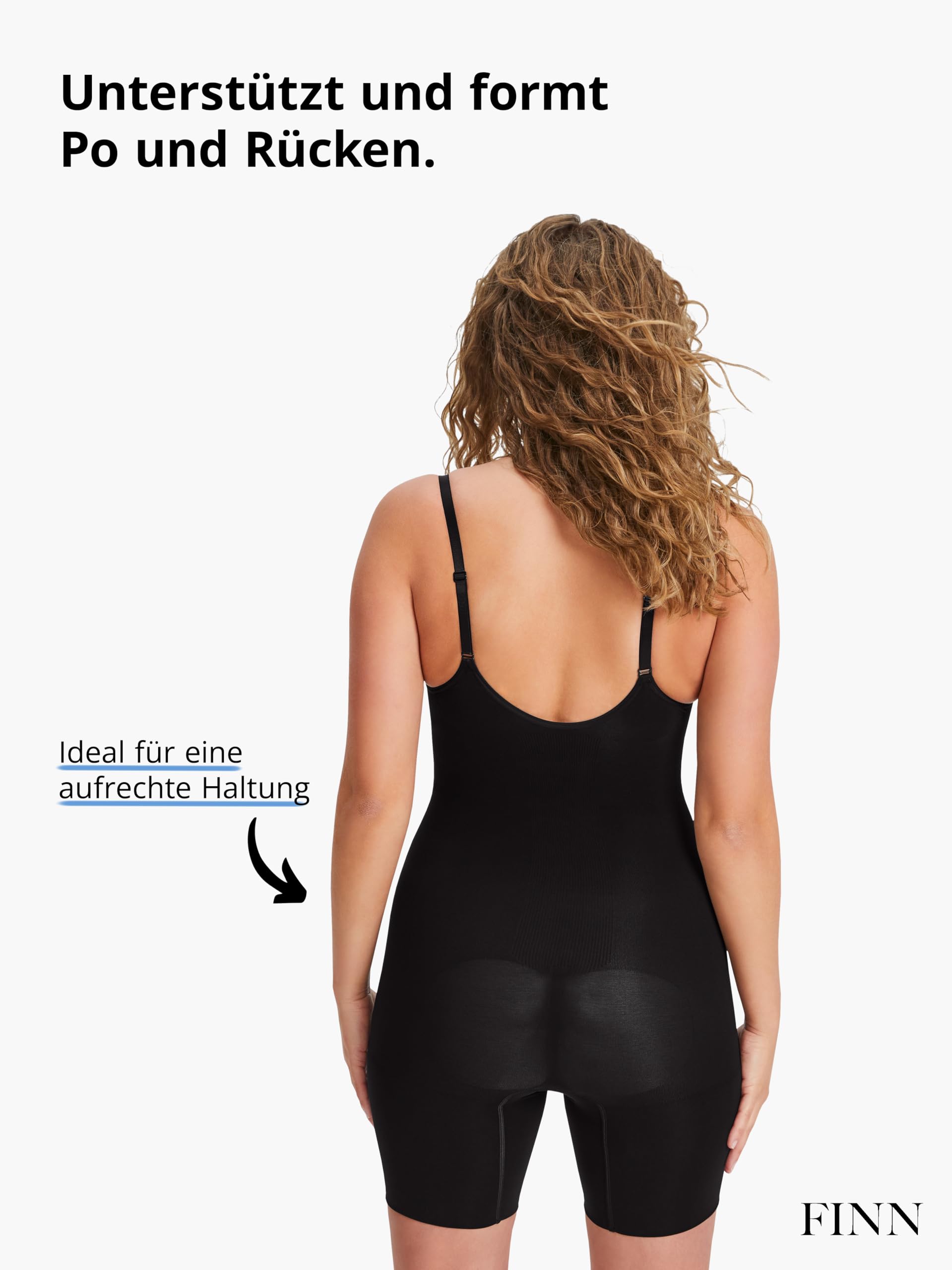FINN Shapewear Body Femme - Bodysuit gainant ventre plat à forte compression sans coutures - Avec bretelles réglables pour femmes