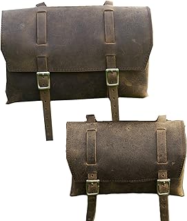 London Craftwork 2 en 1 Squre - Juego de Bolsas de Piel para sillín de Bicicleta, Color marrón Vintage