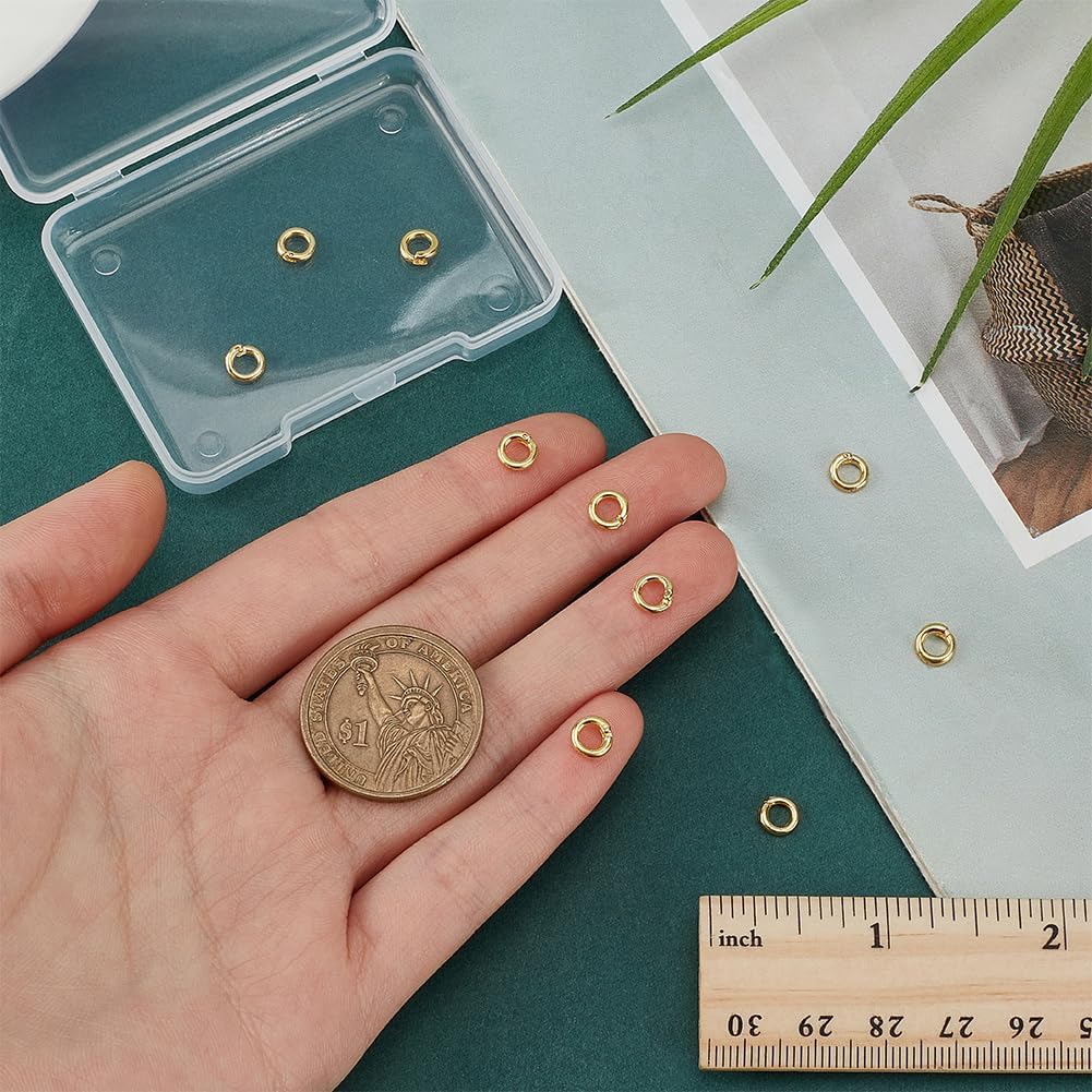 PH PandaHall 10pcs 925 Sterling Silver Locking Jump Rings, 6mm Crimp Jump Rings Golden Round Rings O Ring Connector Rings Chainmail Rings for DIY Bracelets Necklaces Pendants Chain Choker Making - Image 3