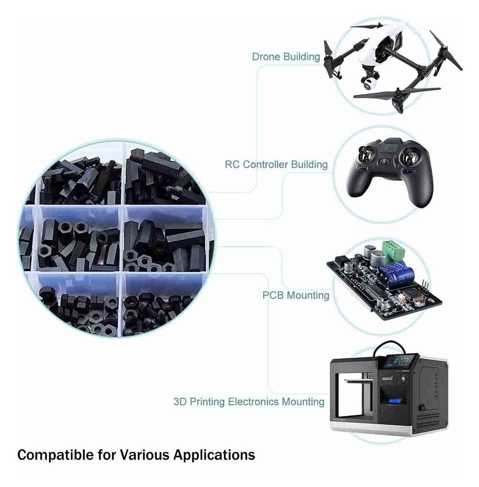 Spacer Standoff Kit, M2 M3 M4 Męskie Żeńskie Sześciokątne Mosiężne Dystanse Śruba dystansowa Nakrętka Gwintowany filar Zestaw asortymentowy płyty głównej(Brass 240pcs M3)