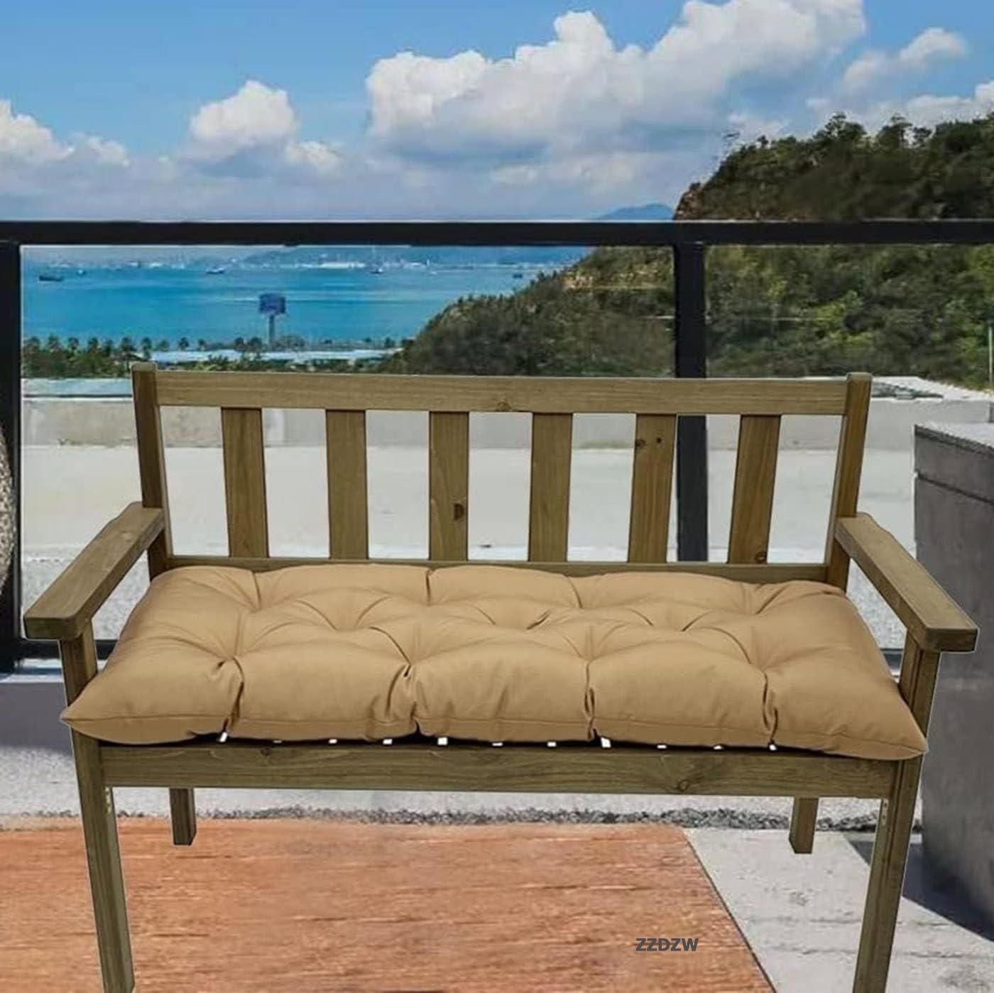 Cuscino Impermeabile per Panca da Giardino con Cinghie Antiscivolo,Cuscini Ideale per Panchine Interne Ed Esterne, Cushion Divano Sedie A Dondolo E Sedie A Dondolo(Verde,60x150cm)