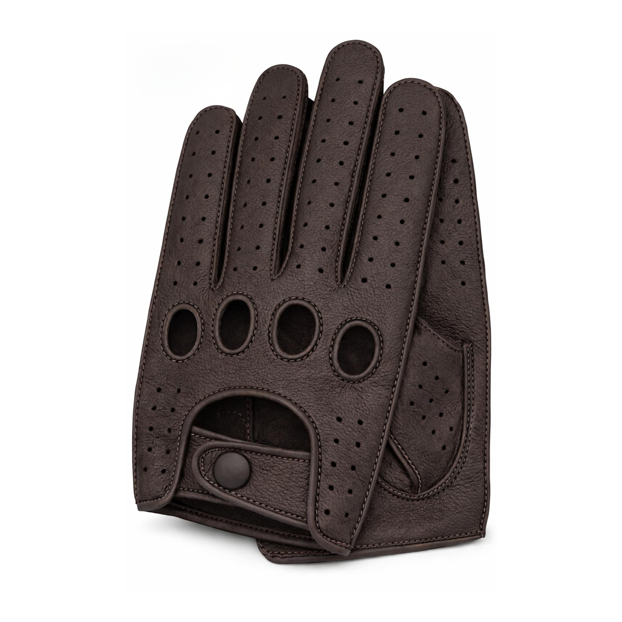 Riparo Men's Leather Driving Gloves – Genuine Cowhide Full-Finger Gloves for Driving &amp; Motorcycle Riding – Breathable Perforated Motorsport Style