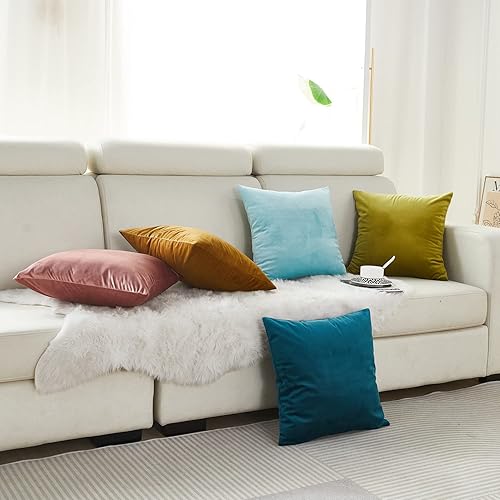 Miniatura 6 de Juego de 2 fundas de almohada de terciopelo suave y grande de 24 x 24 pulgadas, fundas de cojín cuadradas decorativas de Navidad para sofá, cama,