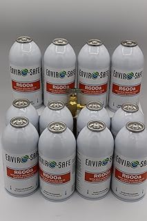R600a Refrigerant - Case of 12 6oz Cans - Self Sealing with Brass Tap- R600a for HVAC for Use