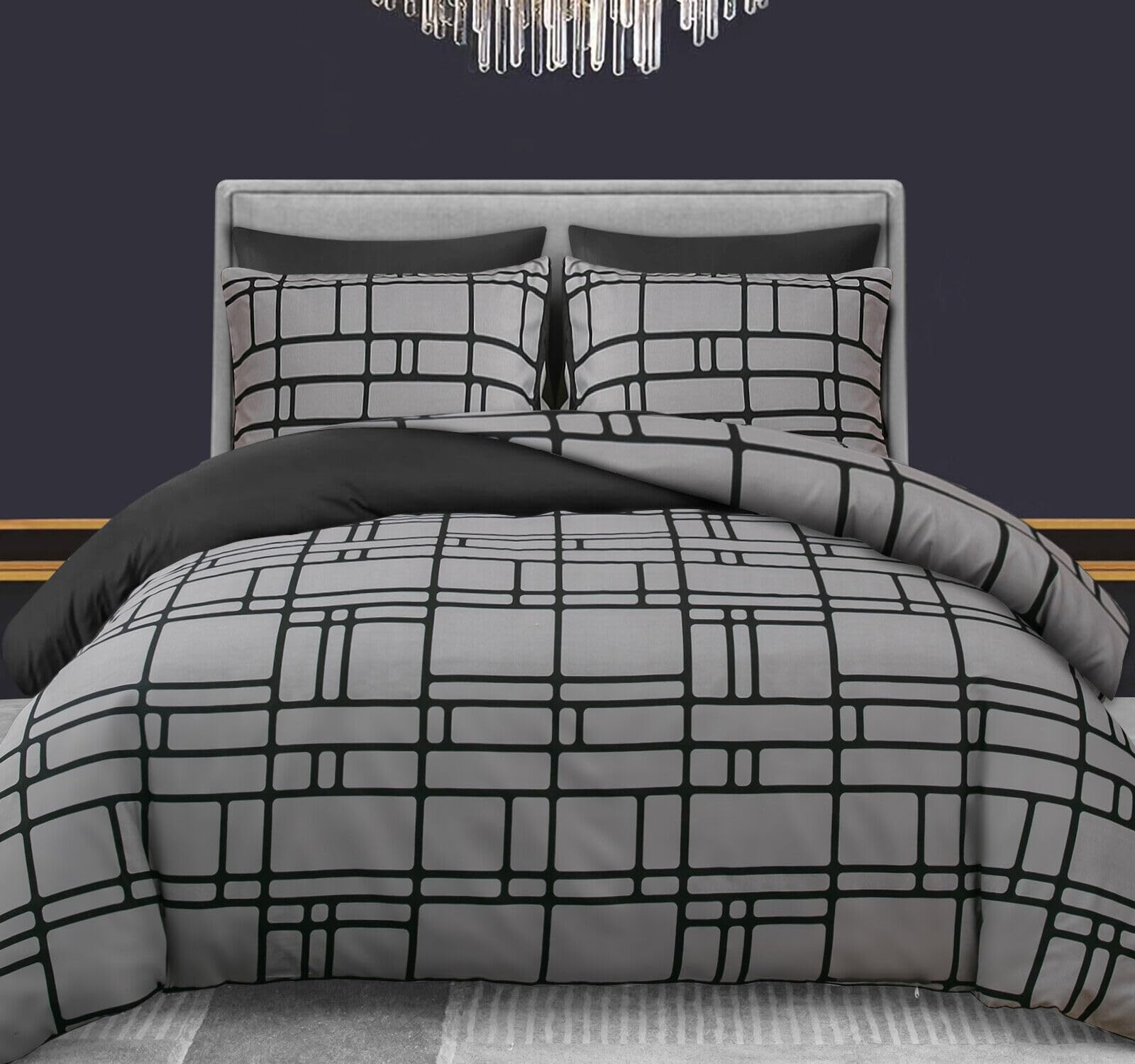 Pamposh 3 Pcs Single Duvet Cover Set with Matching Black Single Fitted Sheet 40 cm Extra Deep Pocket - UltraSoft Breathable Premium Microfibre Reversible Quilt Cover Bedding Set For All Seasons — view 57
