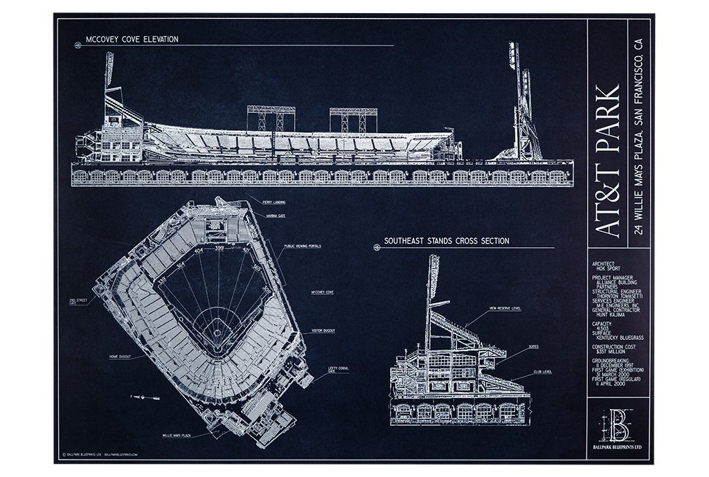 AT&T Park Blueprint Style Print