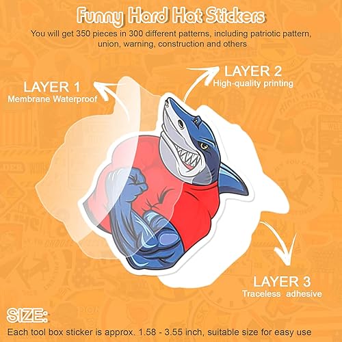 Miniatura 2 de Outus 350 calcomanías divertidas de vinilo para casco, caja de herramientas, calcomanías patrióticas americanas para casco, casco, construcción,