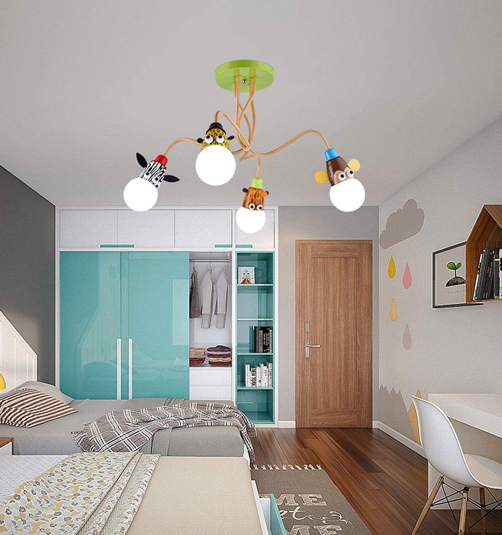 YZM Lampadario da Soffitto per Bambini, Plafoniera a Tema Animale, Perfetto per Cameretta/Stanza dei Giochi/Scuola/Asilo (4 Luci)