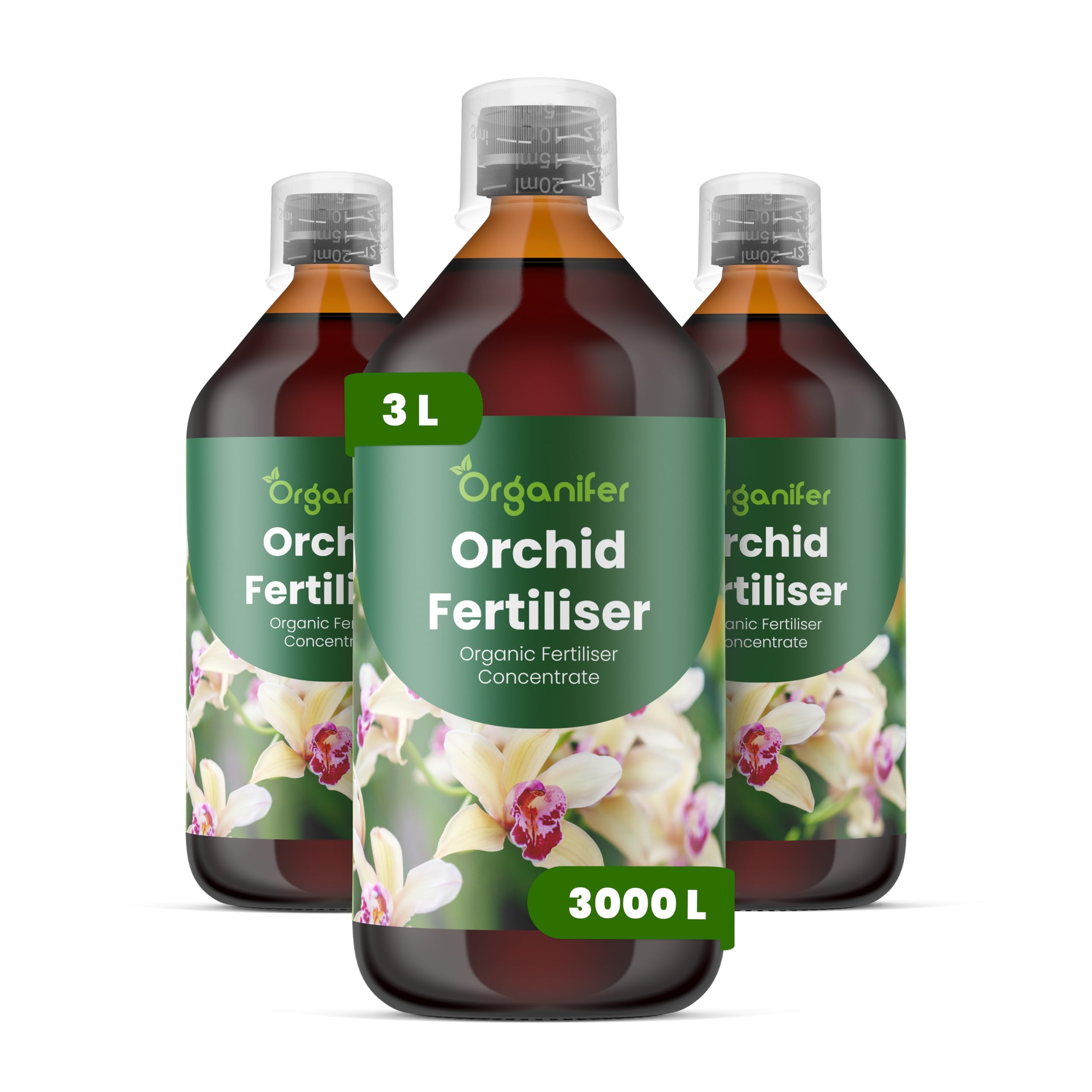 Fertilizante Líquido Para Orquídeas - 3x1L - NPK 3-4-3 | Abono Para Floración Abundante Y Color Vivo - Fortalece Espigas Y Vitalidad - Organifer