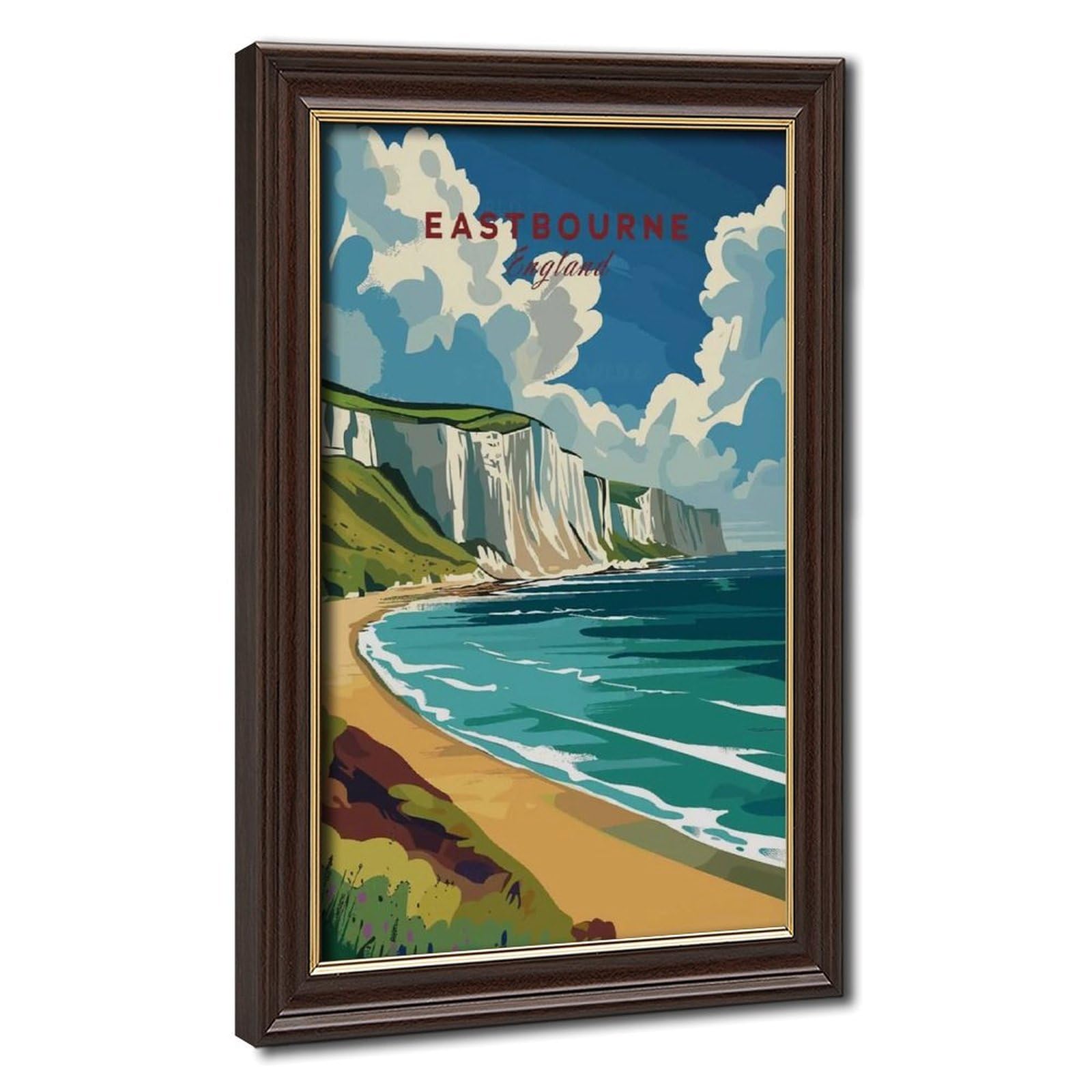 Bareronor Mokume Gane Frame-Style Eastbourne Travel Canvas Poster For Living Room Decor Gift