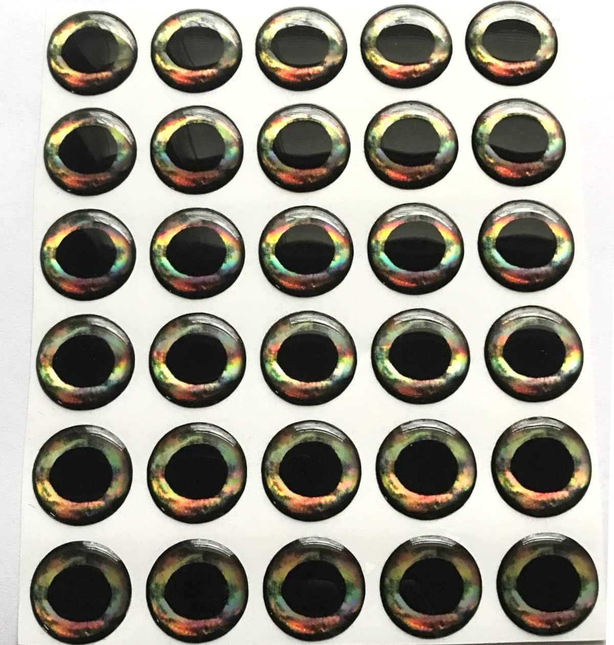 Brule 3-D Holographic Epoxy Fish Eyes (5mm-20mm) 60 Pack, Handpoured, Fishing Fly Tying Lures DIY Crafts