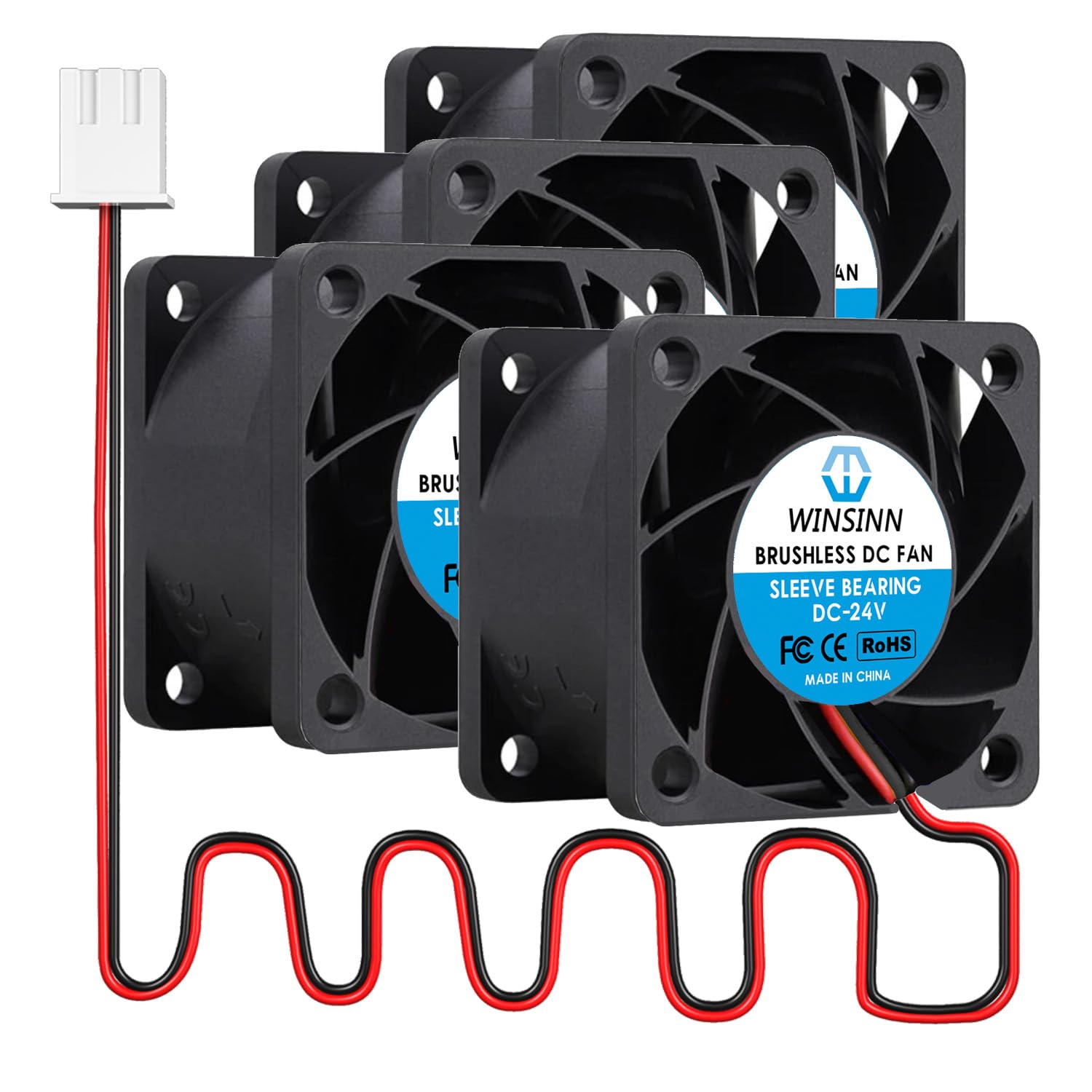 WINSINN Ventola DC 50 mm, 24 V, 5020, doppio cuscinetto a sfera, 24 Volt, raffre