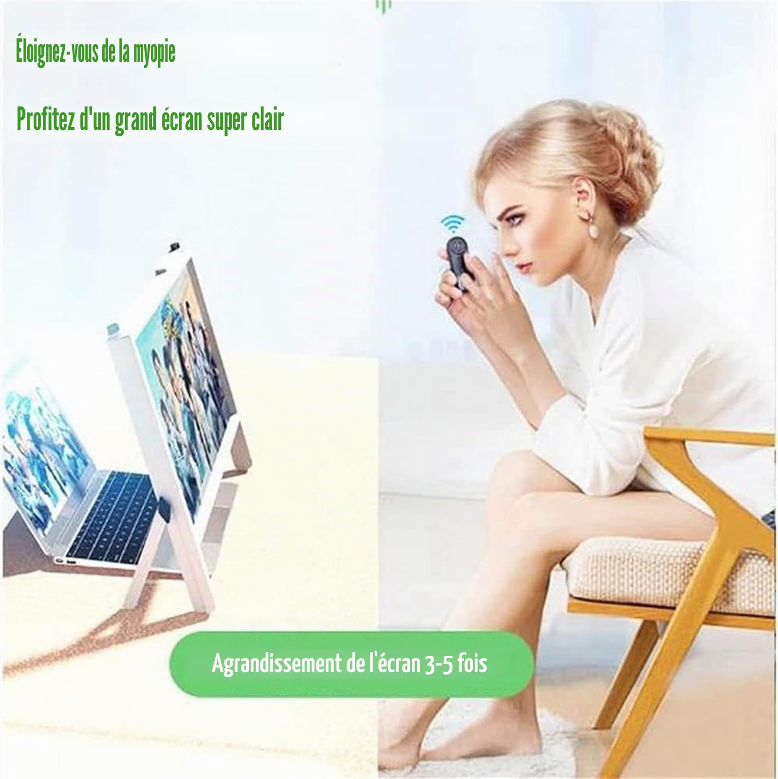 Loupe pour écran d'ordinateur portable de 22 pouces - Support pliable pour téléphone portable - Compatible