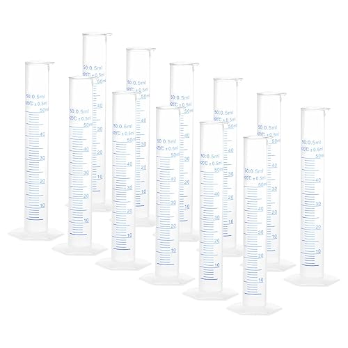 Miniatura 6 de YOKIVE 12 cilindros graduados medidores de plástico, con básculas métricas de 2 caras, para medición química, ideal para laboratorio, uso diario