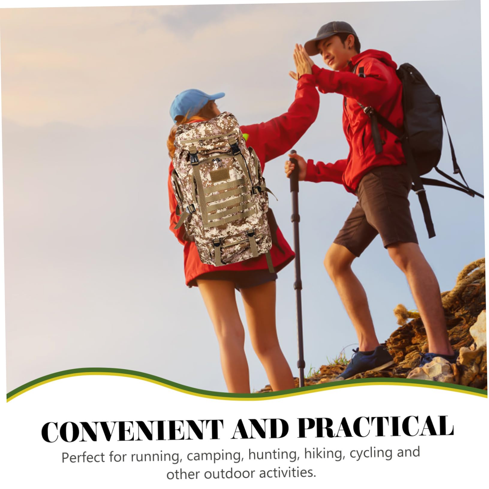 HANABASS Zaino da Trekking da Uomo Travel Backpack Waterproof Backpack Zaino da Trekking Leggero Resistente all'Acqua Zaino da Campeggio Portatile Borse da Trekking Panno Oxford Light Brown