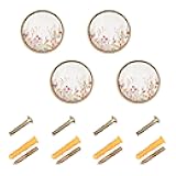 xigua 4 pcs Wildflowers Decorative Cabinet knobs, 1-1/4 inch Furniture Drawer Pulls, Round Cabinet Knobs with Screws for Drawer, Dresser & Closet