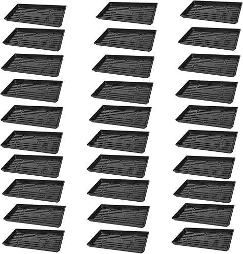 Miniatura 6 de Bandeja de plástico resistente para plantas sin agujeros, color negro, 10 x 20 pulgadas (paquete de 1)