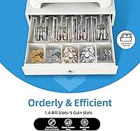 Vista 2 de 48 llaves del sistema POS Caja registradora con cajón, caja de efectivo electrónica, 8 pantalla LED digital, caja registradora blanca con teclado