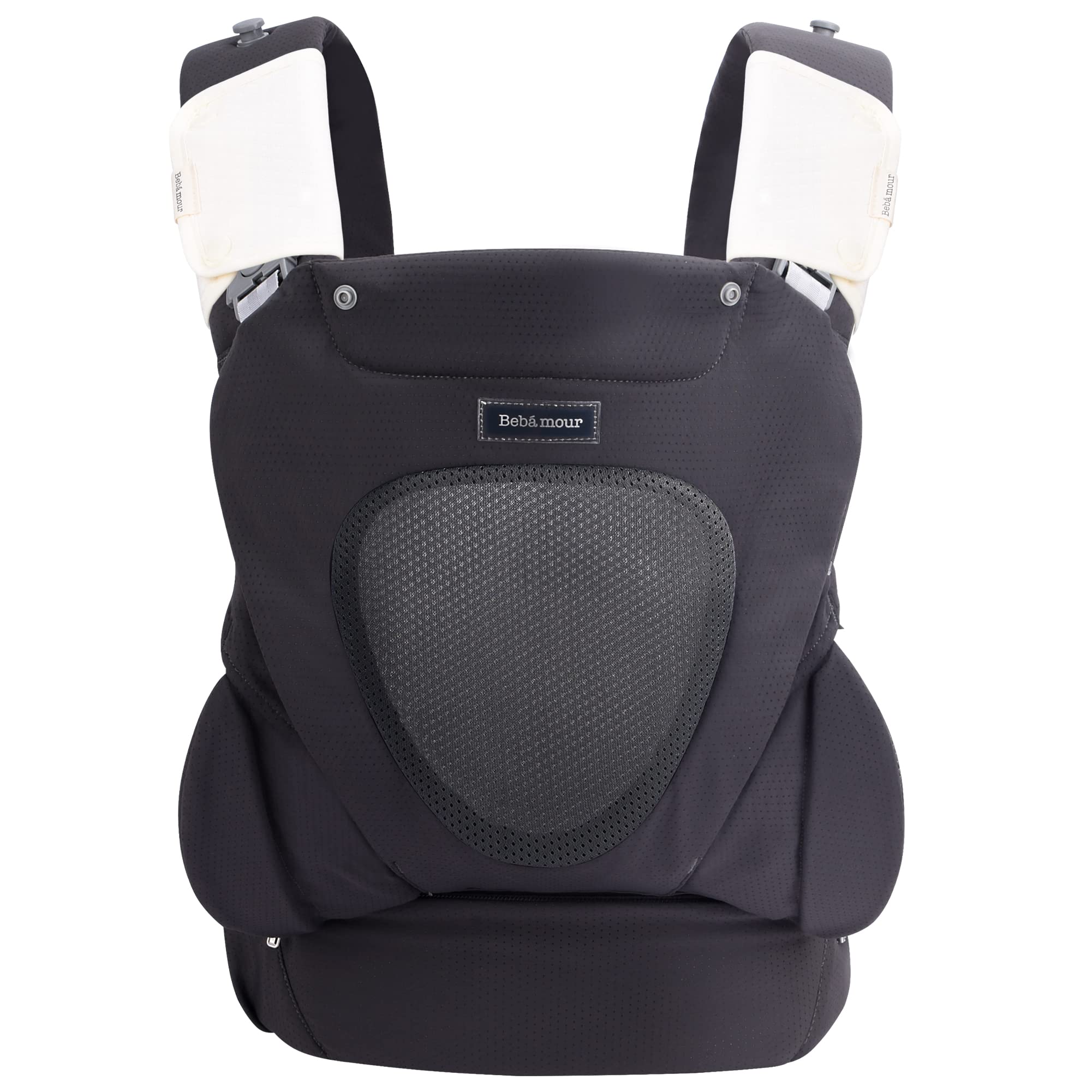 BebamourBaby Carrier All Positions Soft Baby Carrier Adjustable Baby Wrap Carrier with 3 Pieces Teething Pads & Headhood (Grey)