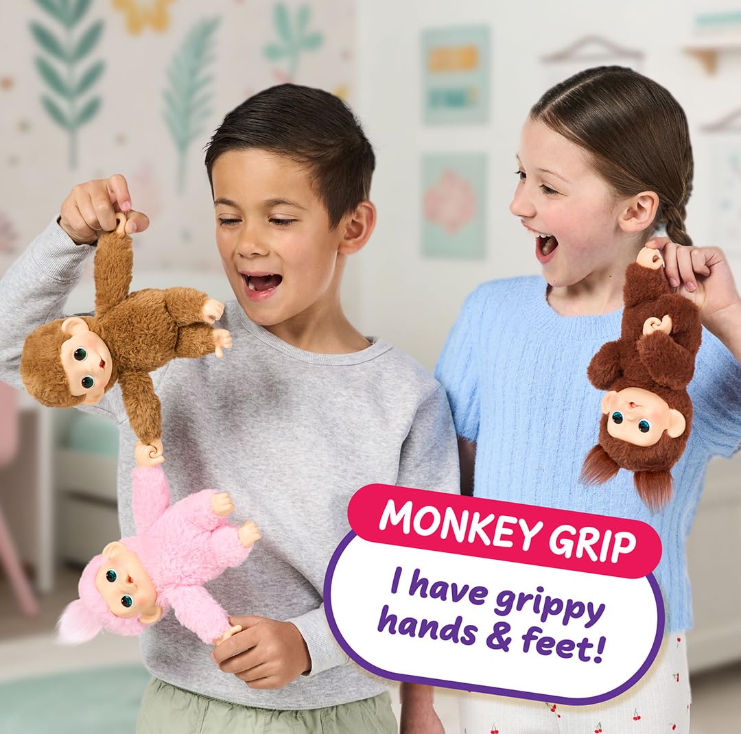 Little Live Pets Baby Monkey Minis - Pepi Peach. Interaktywna zabawka dla zwierząt domowych. Ponad 20 dźwięków i reakcji. Miękkie brązowe futro, 18,8 cm wysokości. Super realistyczny. Karmić