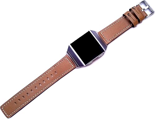 Miniatura 6 de Correa de cuero elegante con reloj inteligente Fitbit Ionic, color marrón con costuras blancas
