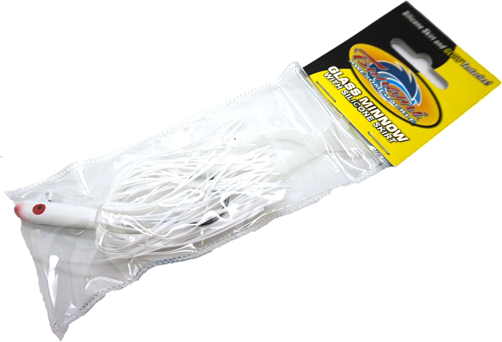 TsunamiGlass Minnow Fluke Teaser Jig w/Silicone Skirt 3/8oz White