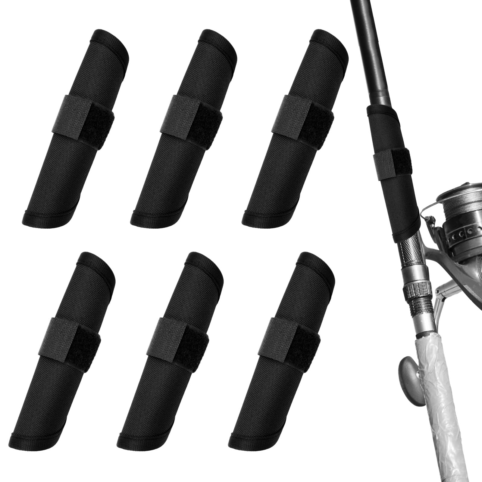 6pcs Fishing Lure Wraps, Nylon Bait Wrap Covers 5.9 Inch Fishing Rod Lure Hook Storage Protectors Lure Gloves Lure Guards Lure Shield Fishing Lure Covers for Fishing Lovers