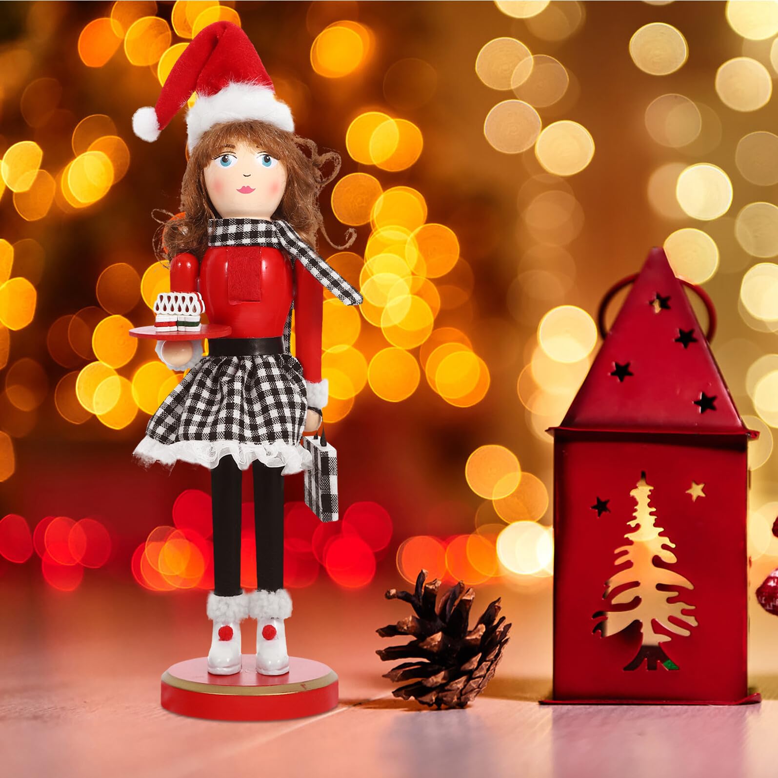 VICASKY Holz Nussknacker Figur Weihnachten Ornament Tischdekoration Nussknacker Puppe aus Holz Tischfigur