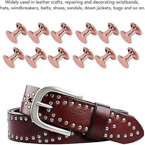 Miniatura 2 de 300 juegos de remaches de cuero de una sola tapa de 0.236 x 0.315in, 0.276 x 0.315in, 0.315 x 0.315in, oro rosa, remaches de doble tapa de metal