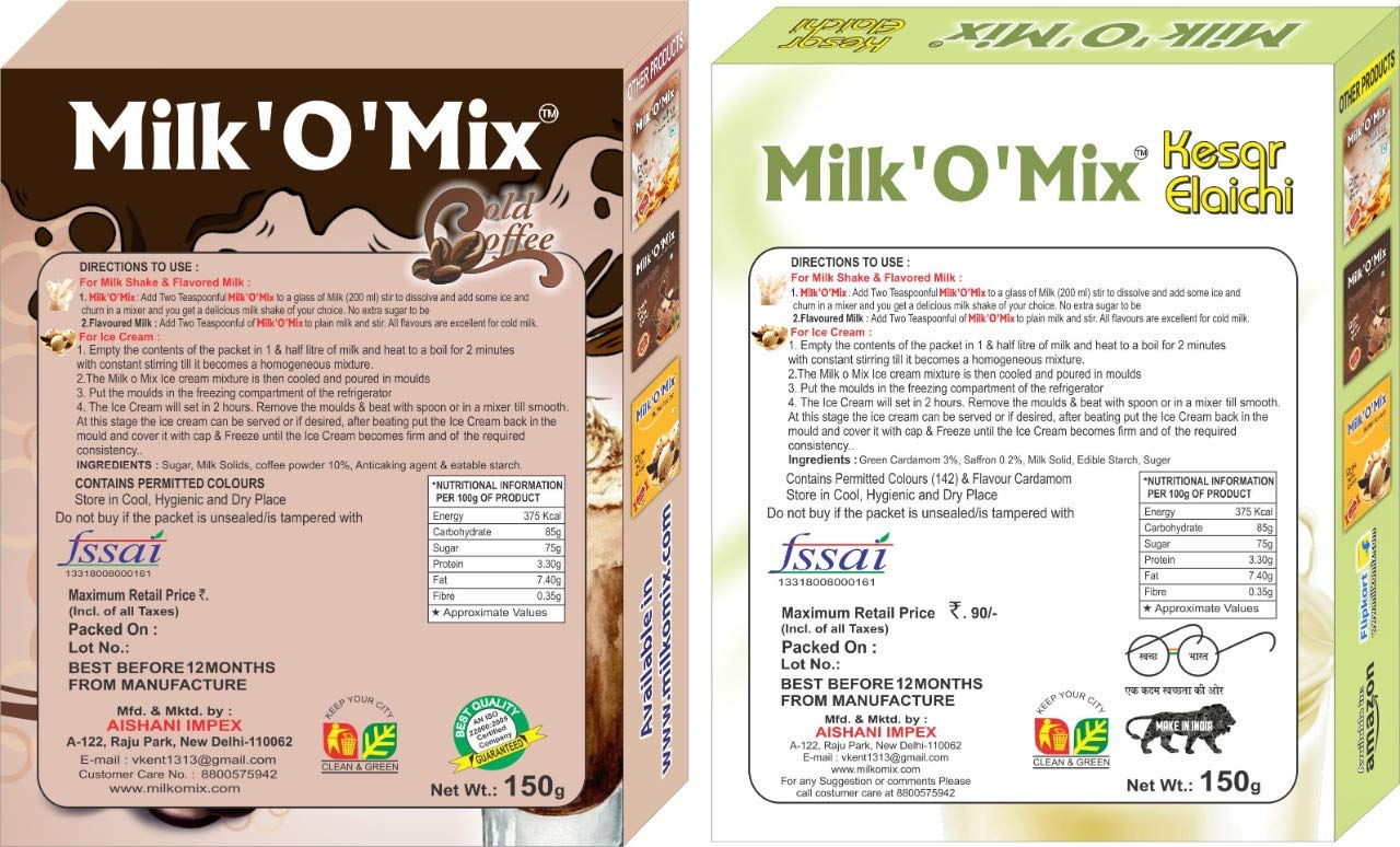 Milk'O'Mix Cold Cofee and Kesar Elaichi Drink Milk With Energy Box
