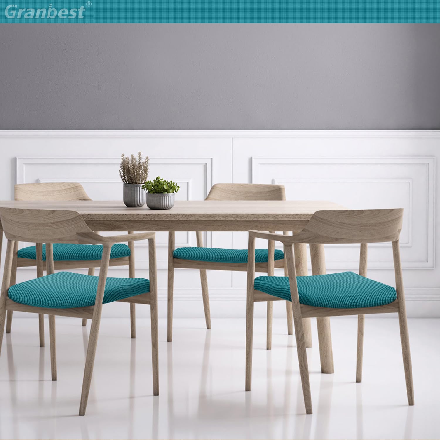 Granbest Jacquard Dining Chair Seat Covers Set of 4 - Image 2