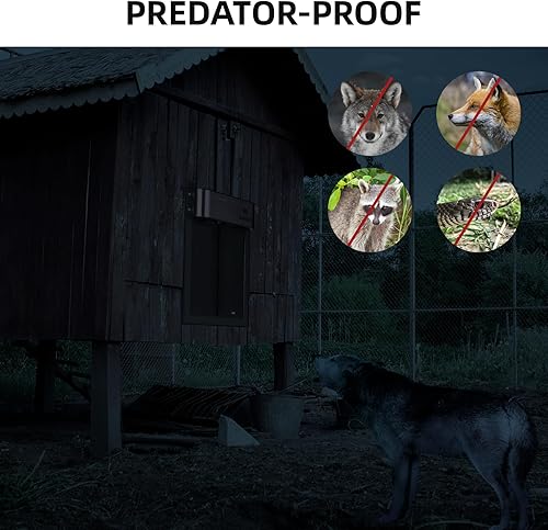 Miniatura 8 de Cowiewie Abridor automático de puerta de gallinero alimentado por energía solar con temporizador y sensor de luz, múltiples modos de control, puerta