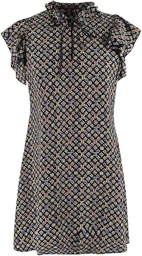 Louis Vuitton Vestido Mini de Seda con Volantes de Monograma Negro Segunda Mano