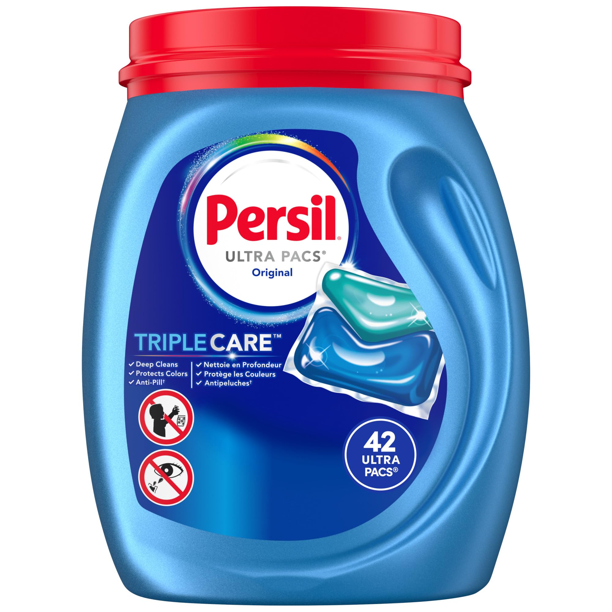 Persil Original Ultra Pacs Laundry Detergent, 42 Count | Deep Clean & Care, Single-Dose Convenience, Protects Colors, Fights Stains, HE Safe, All Water Temperatures