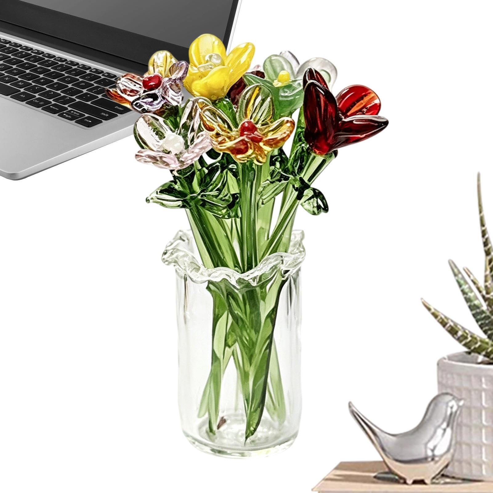 Centre de table fleurs en verre lot de 11 décorations florales de table