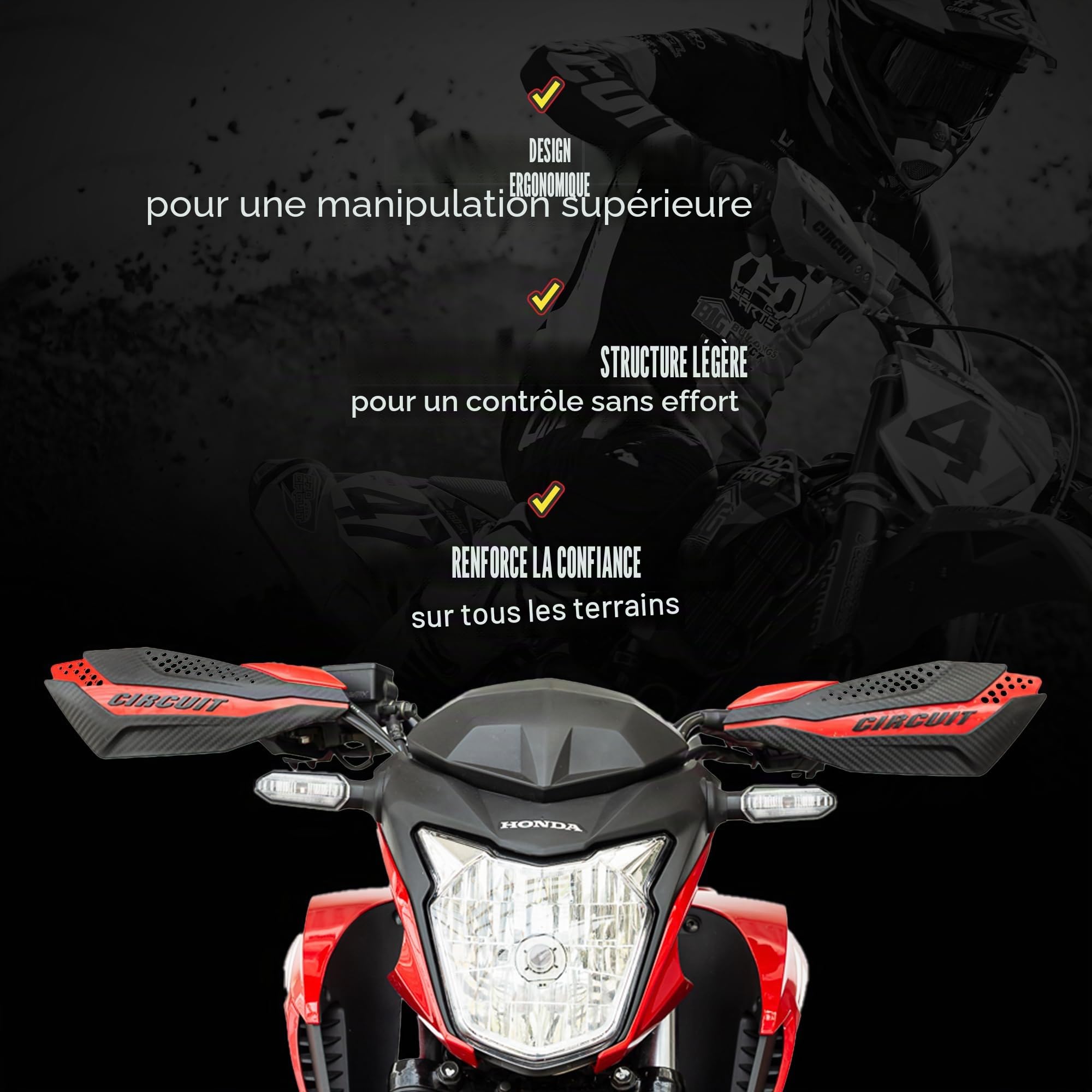 Circuit Equipment PM038-2D1 Protèges Mains Dakar Universal Carbon/Noire