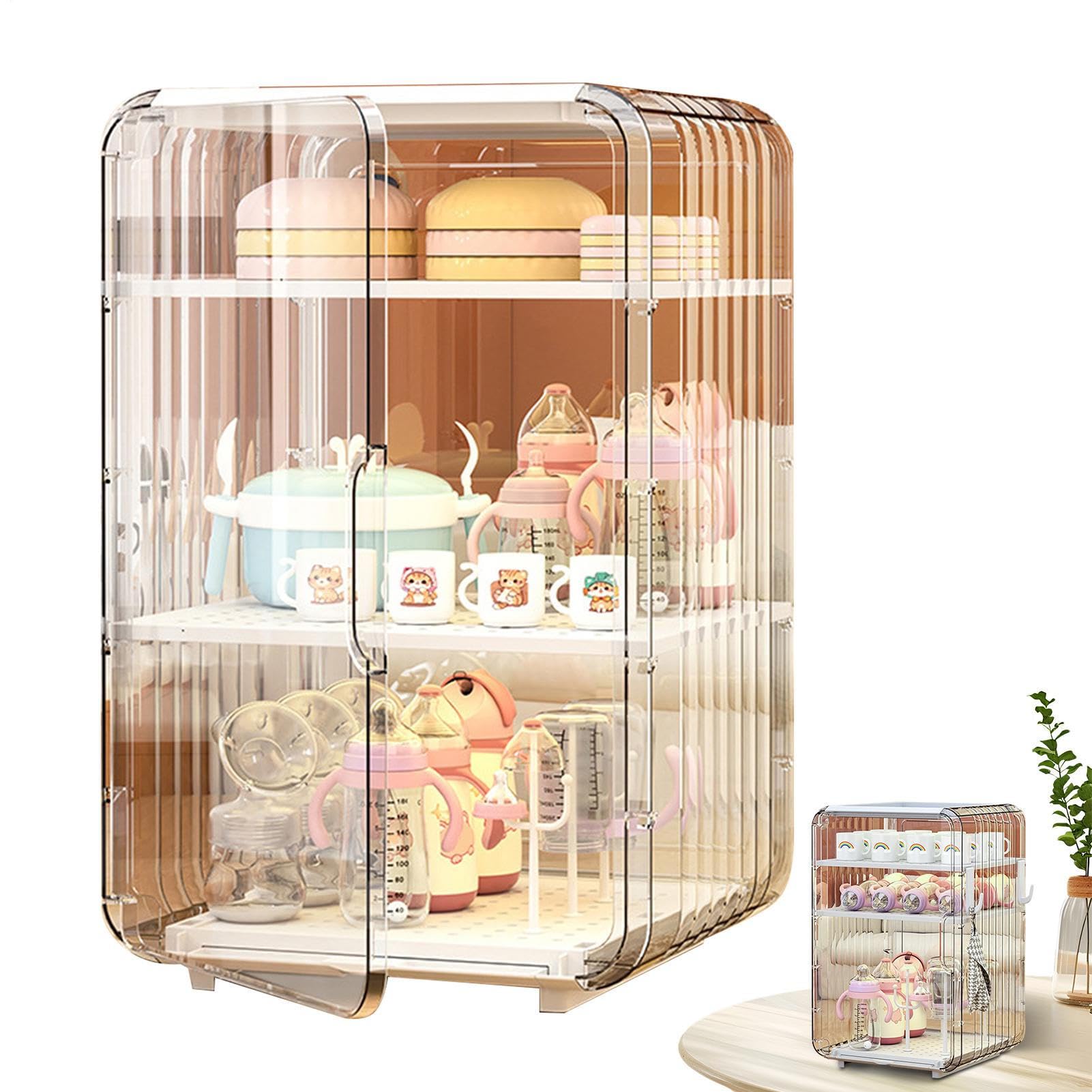 Bottle Storage Organizer Baby, Multi Layer Dustproof Storage Box With Cover, For Baby Bottles Kitchen Table Fridge Closet Bedroom Dorm Room Pantry Nursery