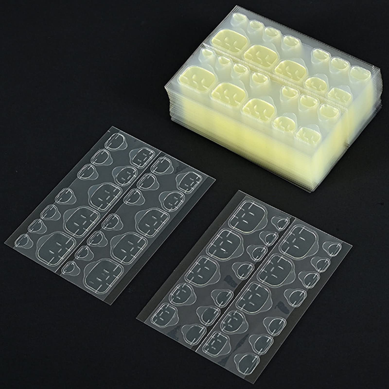 12 Sheets 288 PCS Toenails Glue Stickers Press on Toe Nails Sticky Adhesive Tabs Fake Stick on Toenail No Glue Adhesive Tab Jelly Double-Sided Transparent Manicure Supplies