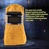 Vista 3 de Welding Helmet Mask with Lens, Leather Welding Hood Work Hat, Adjustable Welding Helmet Mask, Sweat Absorption, Heat Resistant, Breathable, for