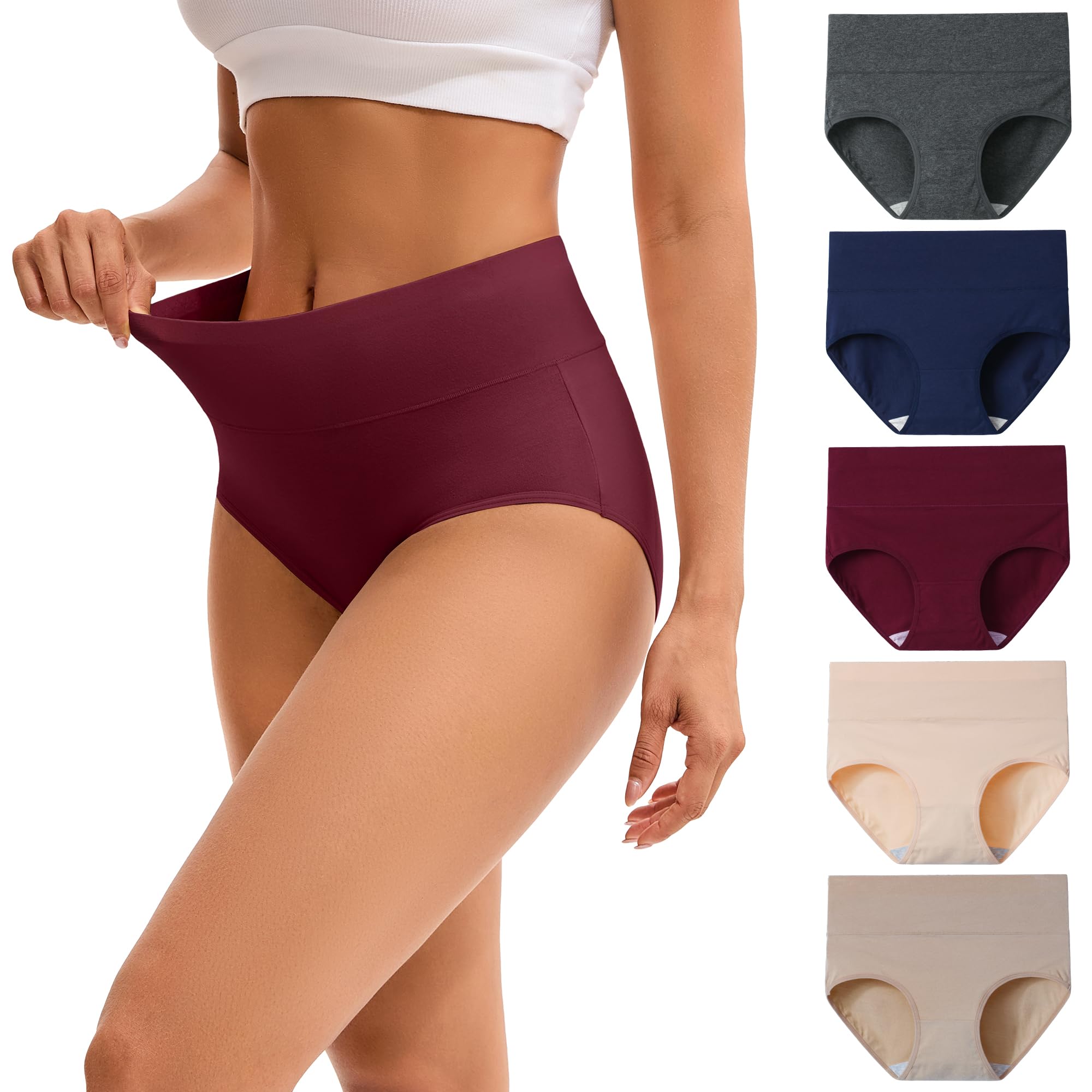 INNERSY Unterhosen Damen Baumwolle Stretch Slips Hohe Taille Weiche Unterwäsche Frauen 5er Pack