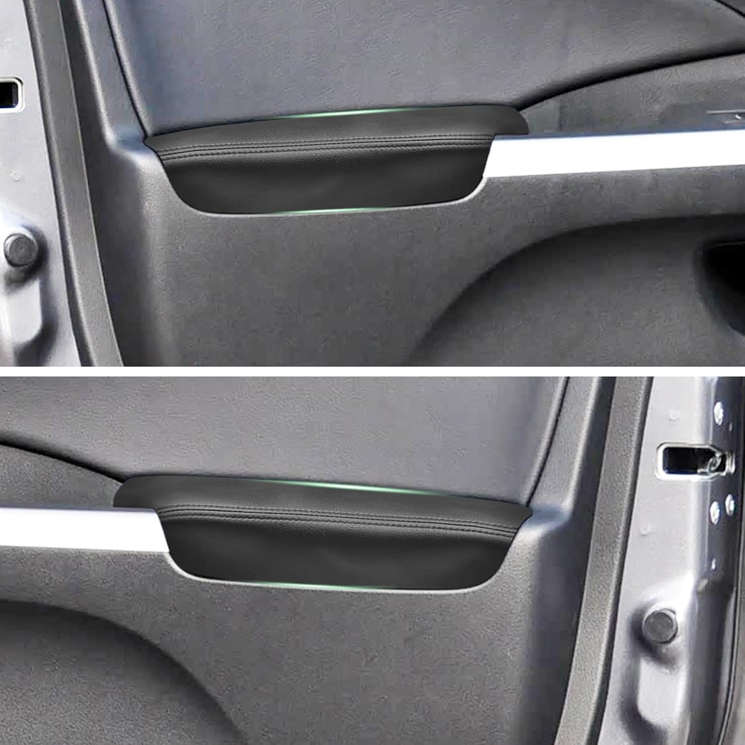 2PCS Front Door Panel Armrest Cover Replacement Compatible with Honda CRV 2012-2016 Left and Right Leather Arm Rest Replaced Skin Upholstery Black (Only Leather Part)