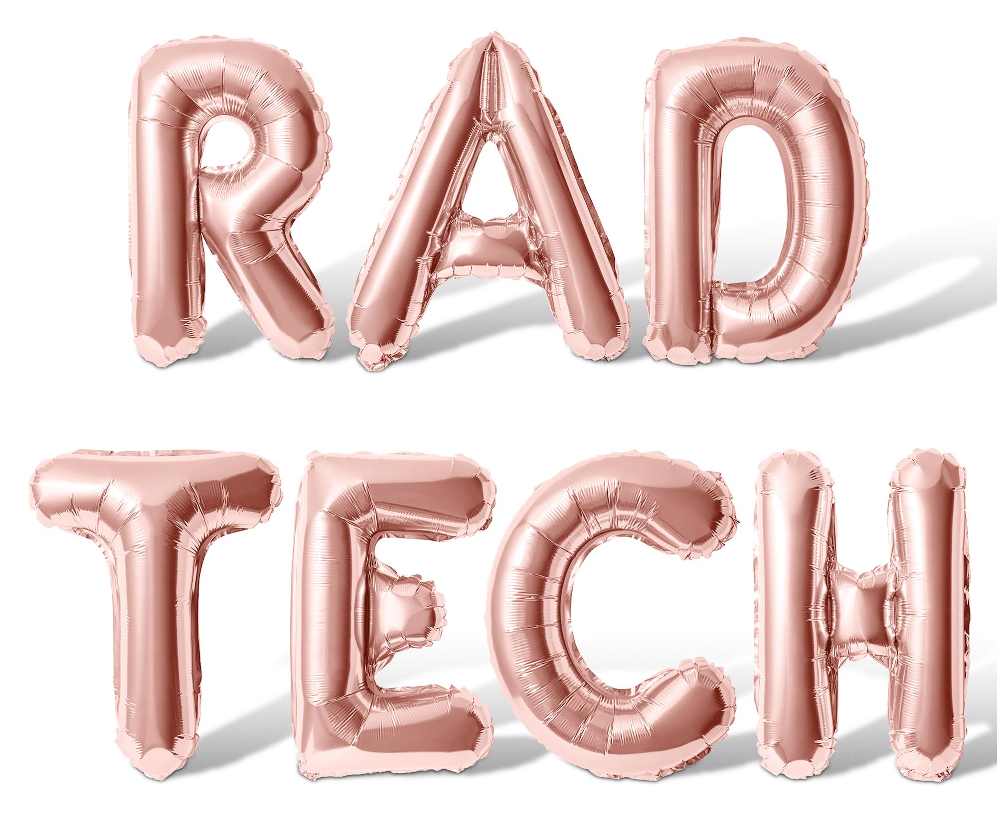 Letter Balloons - RAD TECH 16" Inch Alphabet Letters Foil Mylar Balloon Radiology Technologist School Graduation Party Banner (Rose Gold)